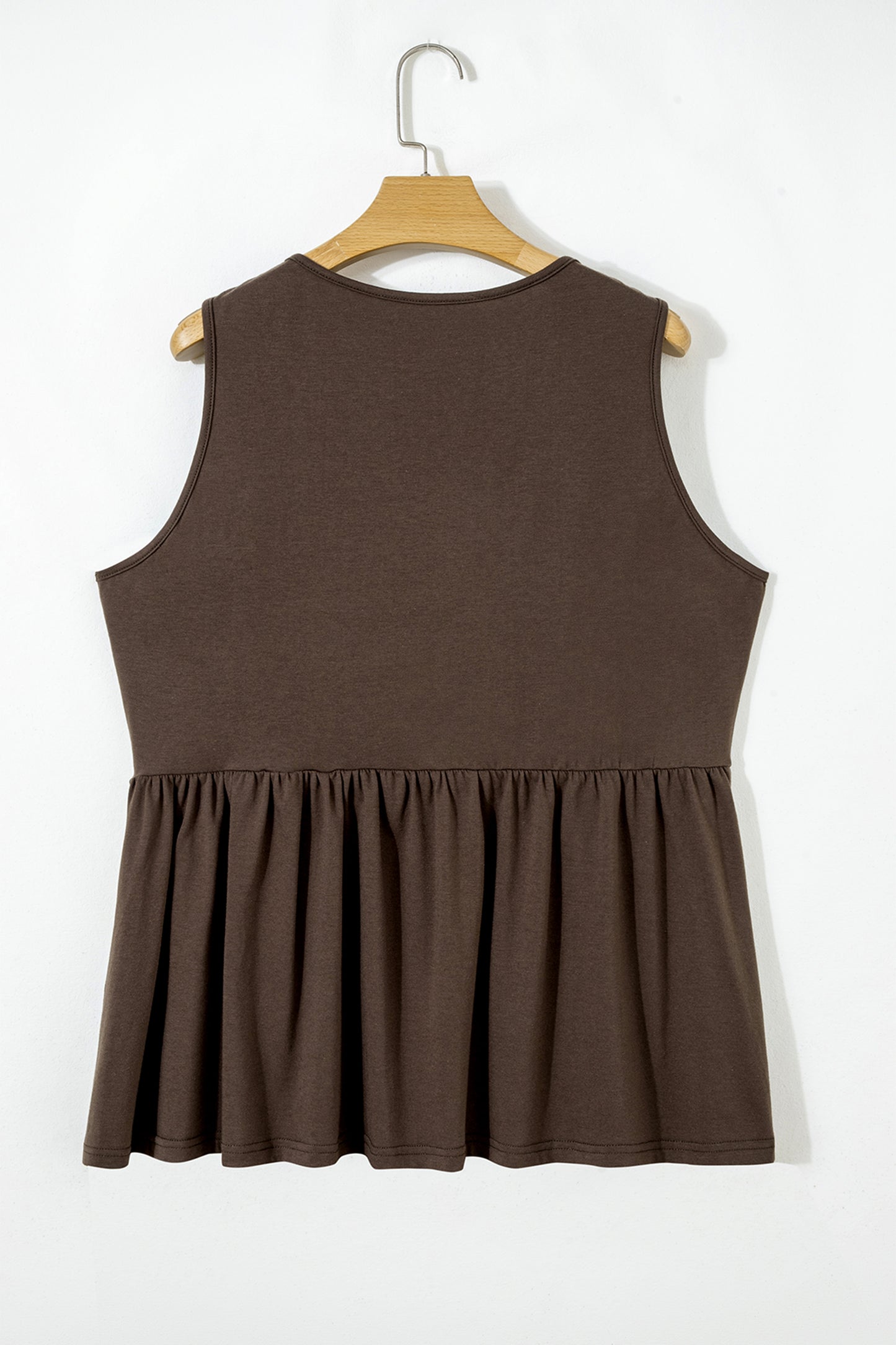 Blue Sapphire Plus Size Solid Color Bow Tie Peplum Tank Top