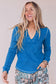 Banana Cream V Neck Ribbed Stitched Detail Long Sleeve Top
