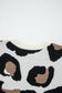 Jet Stream Leopard Print Color Block Patchwork Sleeve V Neck Sweater