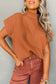 Dark Blue Patch Pocket Ribbed Knit Short Sleeve Sweater