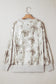 Gray Leafy Camo Print Exposed Seam Patchwork Baggy Slit Sweatshirt
