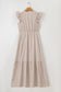 Khaki Stripe Flutter Sleeve Buttoned Front Slit Maxi Dress