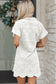 Dark Blue Solid Color Eyelet Embroidered T Shirt Mini Dress