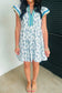 Red Floral Print Contrast Trim Flutter Sleeve Mini Dress