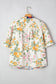 Multicolour Plus Size Floral Print Woven V Neck Half Sleeve Blouse