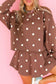 Brown Polka Dot Raw Hem Relaxed Pullover Loose Skort Two Piece Set