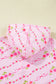 Pink Floral Print Half Zip Kangaroo Pouch Drawstring Hoodie