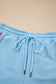 Beau Blue Striped Detail Flutter Sleeve Zipped Collar Short Set