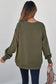 Jungle Green Solid Color Textured Round Neck Drop Shoulder Pullover Sweatshirt