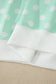 Sky Blue Polka Dot Print Color Block Trim Mock Neck Short Set