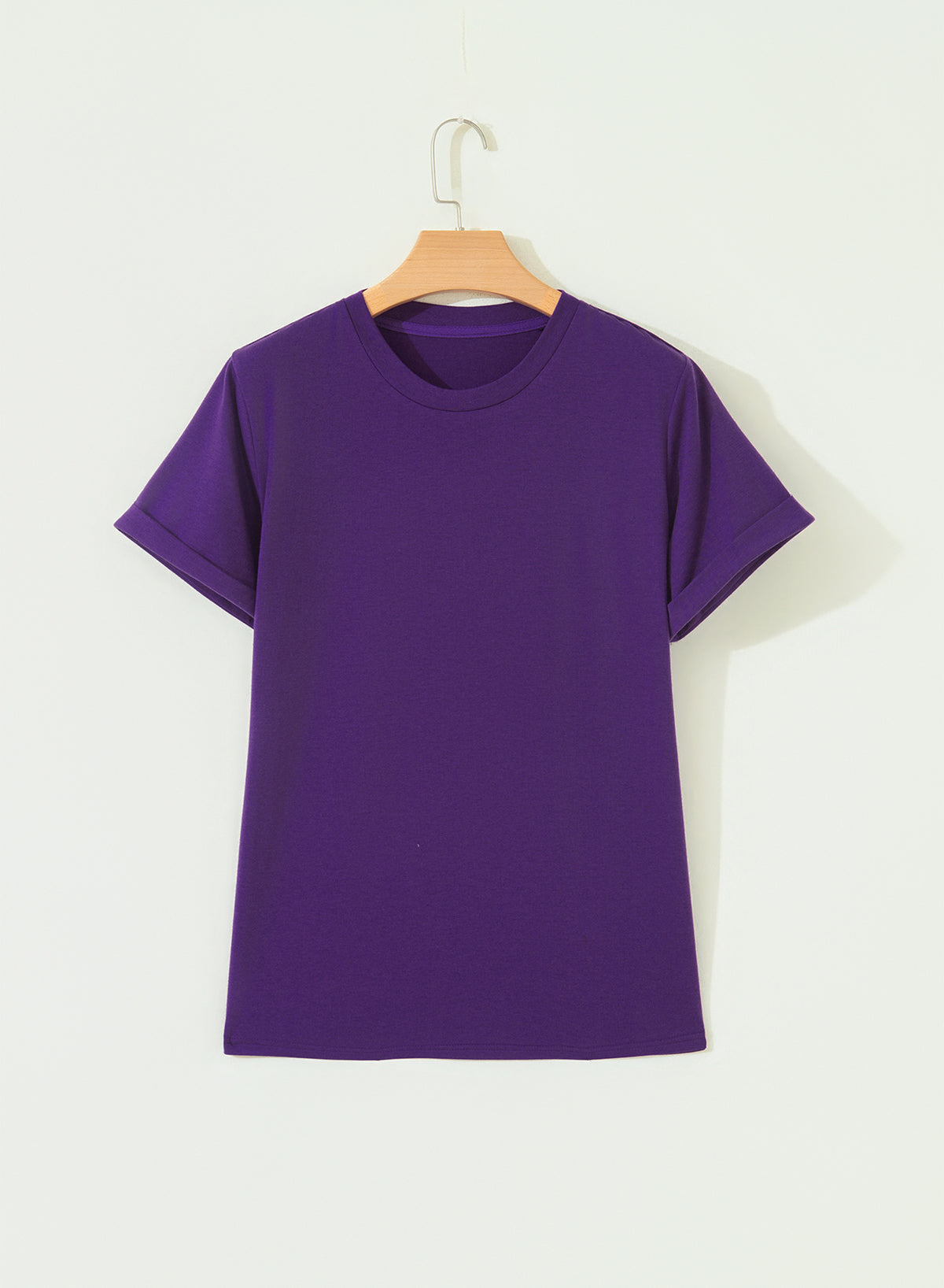 Yellow Cream Casual Plain Crew Neck Tee