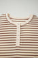 Brown Stripe Half Buttons Top and Shorts Set