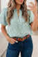 Apricot Pink Floral Textured Jacquard Puff Sleeve Blouse