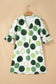Green Polka Dot Print Flounced Half Sleeve Casual Vacation Style Mini Dress