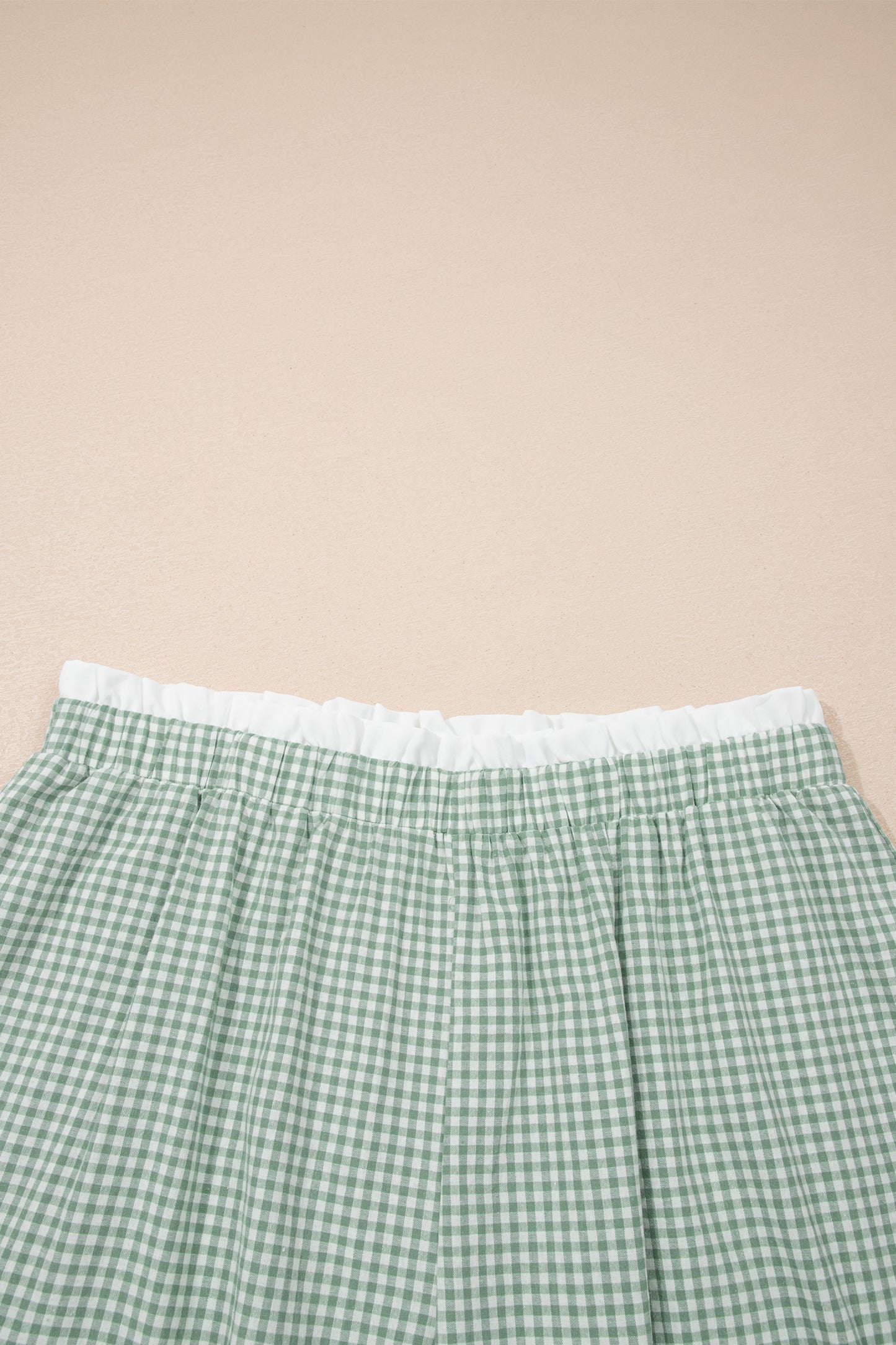 Sky Blue Contrast Trim Plaid Print Plus Size Shorts