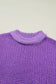 Bright Green Solid Color Knit High Neck Short Sleeve Sweater