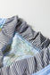 Sky Blue Floral Print Contrast Striped Trim Ruffled V Neck Fall Blouse
