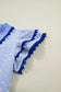 Pink Eyelet Embroidered Flower Texture Contrast Lace Trim Flutter Sleeve Blouse