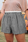 Sky Blue Contrast Trim Plaid Print Plus Size Shorts