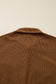 Camel Corduroy Full Buttoned Collared Shirt Style Plus Size Dress