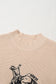 Oatmeal HOWDY Rodeo Cowboy Graphic High Neck Short Sleeve Sweater