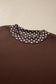Brown Colorblock Polka Dot Contrast Trim Oversized Sweatshirt