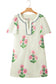 Apricot Floral Short Sleeve Split Neck Loose Mini Dress