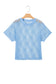 Beau Blue Sheer Floral Lace Boxy Tee