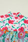 Sky Blue Floral Print Split Neck Button Front Flutter Sleeve Blouse