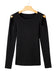 Black Ribbed Knit Cold Shoulder Sweater