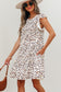 Khaki Leopard Ruffled Flutter Sleeve Keyhole Back Mini Dress