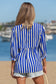 Sky Blue Stripe Balloon Sleeve Loose Button up Shirt