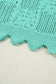 Beau Blue Pointelle Knit Patterned Scalloped Trim Short Sleeve Sweater