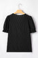 Beau Blue Solid Color Textured Notched Neck Puff Sleeve Blouse
