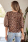 Brown Leopard Bow Tie Puff Sleeve Blouse