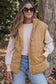 Khaki Oversized Stand Collar Zip Winter Vest