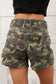 Green Camouflage High Rise Denim Shorts