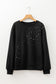 Black Rhinestone Embellished Drop Shoulder Ribbed Cuffs Wholesale Sweatshirt