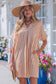 Brown Stripe Pinched V Neck Turn-up Cuffs Shift Mini Dress