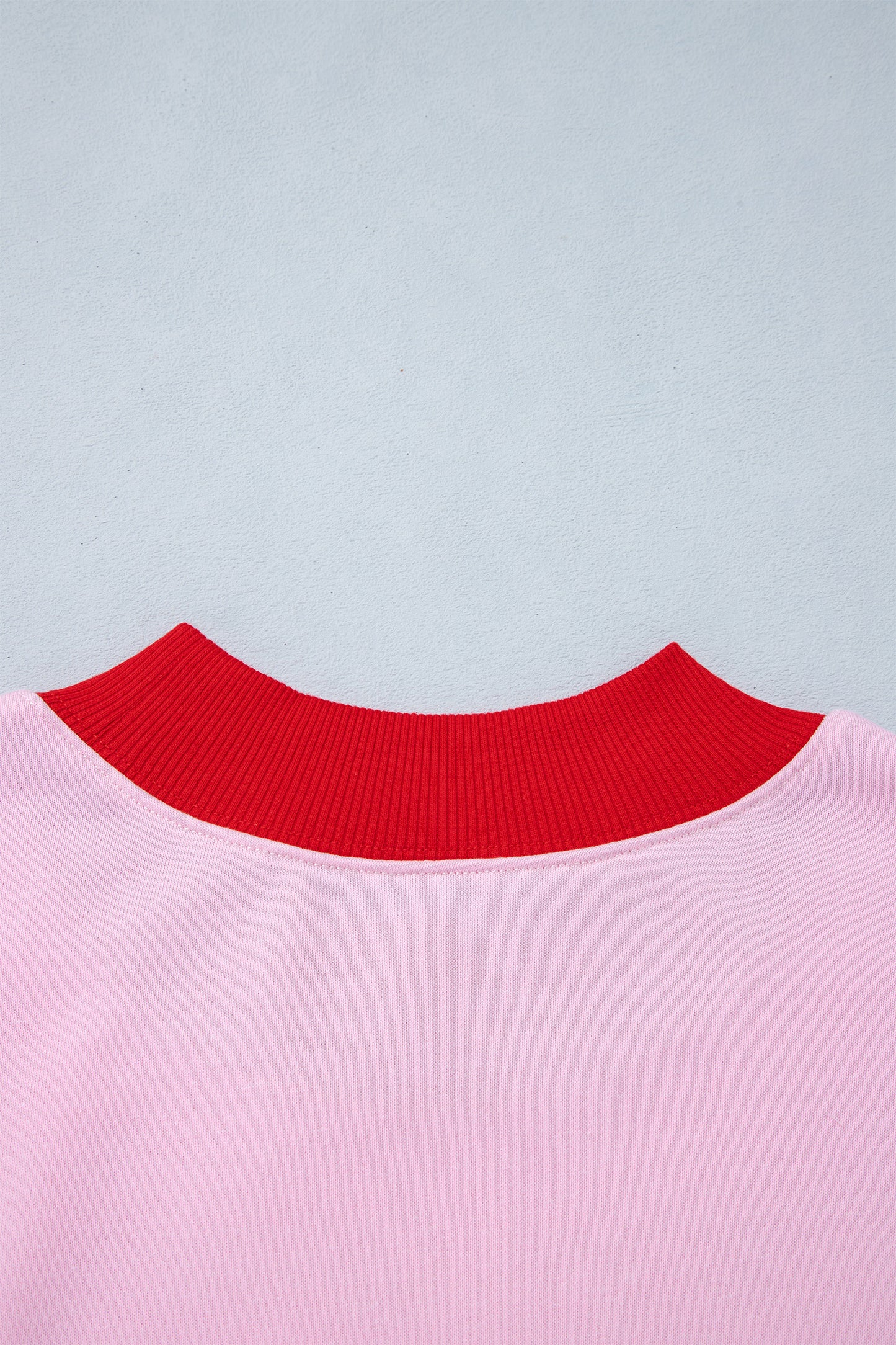 Coffee Colorblock Trim Crewneck Long Sleeve Pullover Sweatshirt