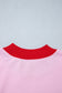 Coffee Colorblock Trim Crewneck Long Sleeve Pullover Sweatshirt