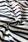 Blue Stripe Contrast Stitched Detail Color Block Patchwork Plus Size Sweatshirt