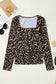 Brown Leopard Print Slim Long Sleeve T Shirt