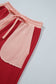 Beau Blue Raw Seam Colorblock Wide Leg Ankle Length Casual Pants