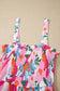 Pink Floral Print Adjustable Straps Smocked High Waist Sundress