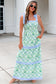 Pink Geometric Floral Print Striped Patchwork Detail Sleeveless Dress