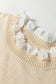 Racing Red Lace Trim Patchwork Buttoned Cuffs Loose Sweater