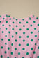 Pink V Neck Polka Dot Print Drawstring Tiered Babydoll Blouse