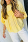 Yellow Cream Tie Half Sleeve Pleated Detail Babydoll Blouse