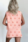 Pink Ribbed Trim Polka Dot Print Tank Split Mini Skort 2pcs Set